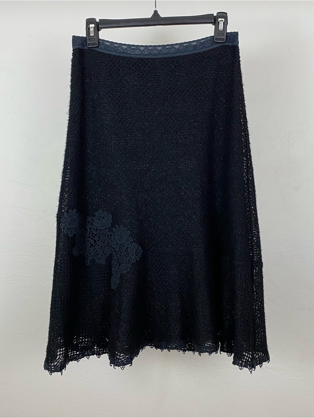 Free People Applique Sweater Mesh Skirt - Black - Medium